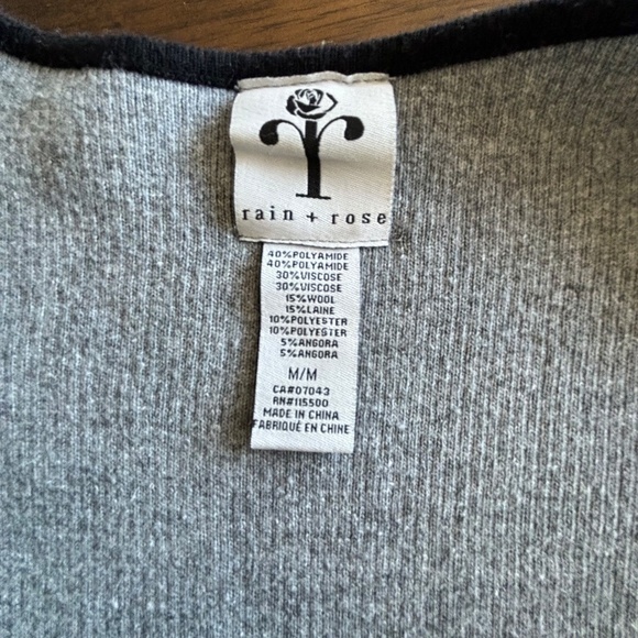 Rain + Rose Wool blend open drape cardigan black and grey size M - Picture 14 of 15